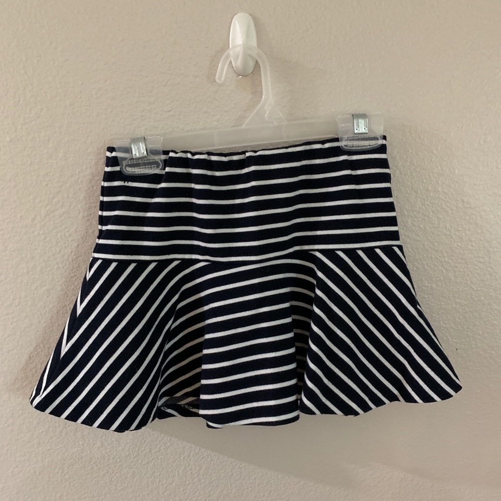 Navy and White Striped Skater Skirt